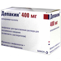Депакин 400 мг, N4, лиоф-ат для приг. р-ра для в/в введ.