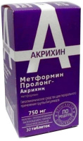 Метформин-Акрихин 750 мг, N60, табл. покр. плен. об.