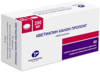 Кветиапин Канон пролонг 200, мг, N60, табл. пролонг. пл/об