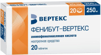 Фенибут-Вертекс 250 мг, N20, табл. 