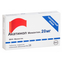 Акатинол Мемантин 20 мг, N28, табл. покр. плен. об.