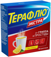ТераФлю Экстра №10, пор. для приг. р-ра для вн. приема (лимонный)