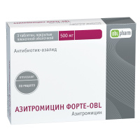 Азитромицин Форте-OBL 500 мг, N3, табл. покр. плен. об.